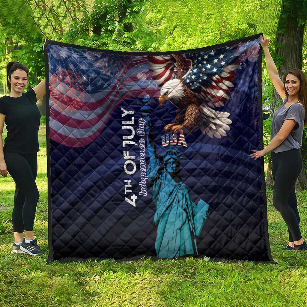 Fourth Of July USA Quilt Eagle - Statue Of Liberty