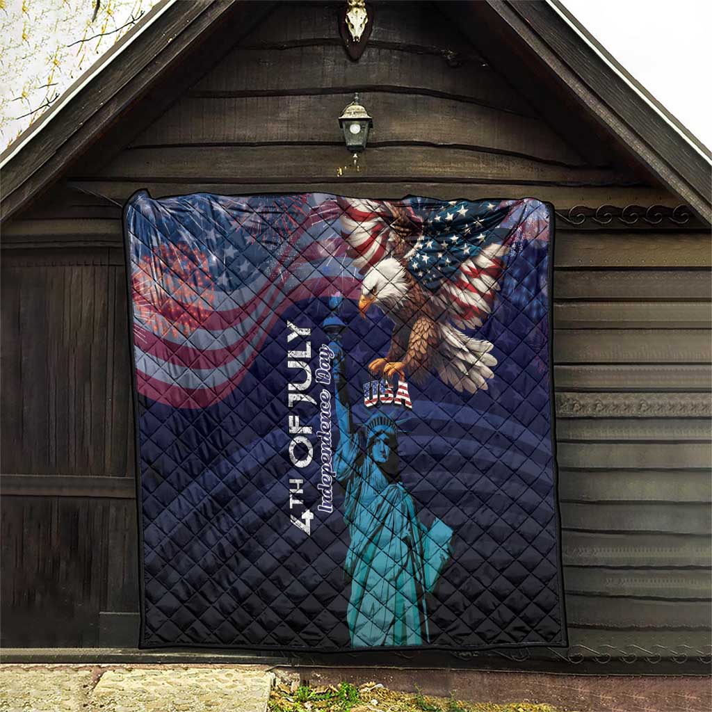 Fourth Of July USA Quilt Eagle - Statue Of Liberty