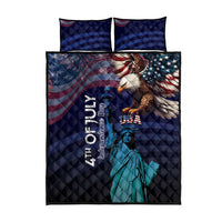 Fourth Of July USA Quilt Bed Set Eagle - Statue Of Liberty