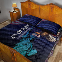 Fourth Of July USA Quilt Bed Set Eagle - Statue Of Liberty