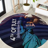 Fourth Of July USA Round Carpet Eagle - Statue Of Liberty