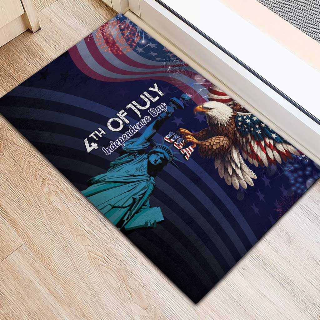 Fourth Of July USA Rubber Doormat Eagle - Statue Of Liberty