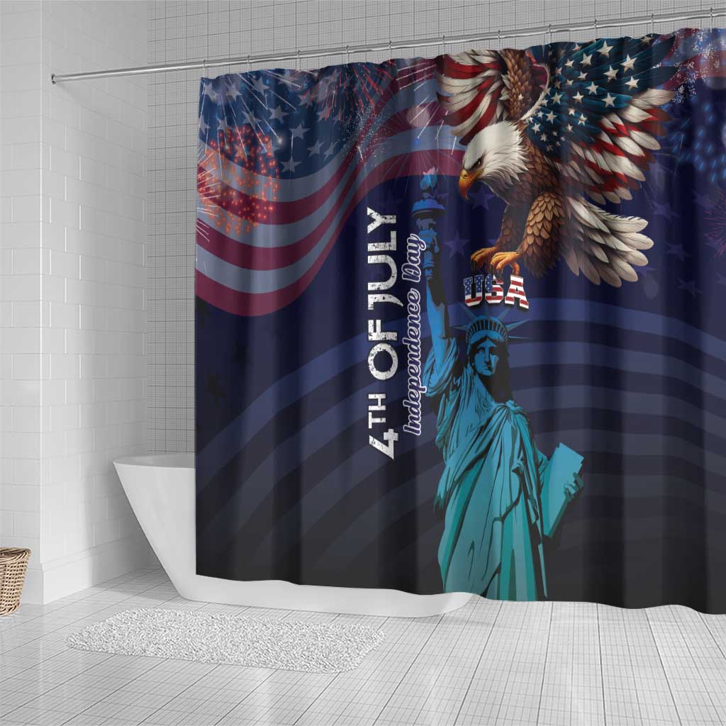 Fourth Of July USA Shower Curtain Eagle - Statue Of Liberty