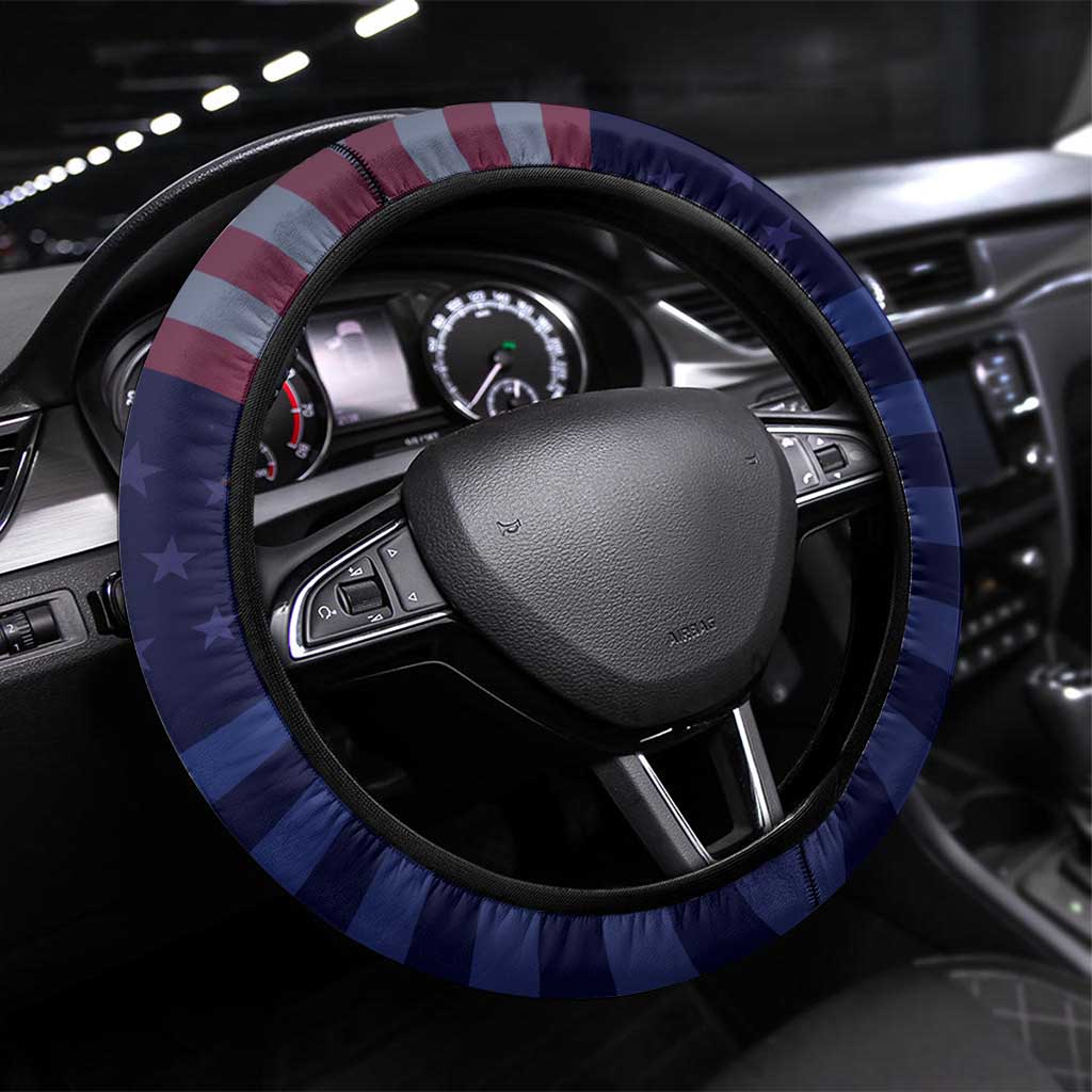 Fourth Of July USA Steering Wheel Cover Eagle - Statue Of Liberty