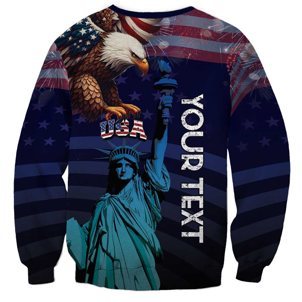 Personalized Fourth Of July USA Sweatshirt Eagle - Statue Of Liberty