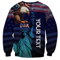 Personalized Fourth Of July USA Sweatshirt Eagle - Statue Of Liberty