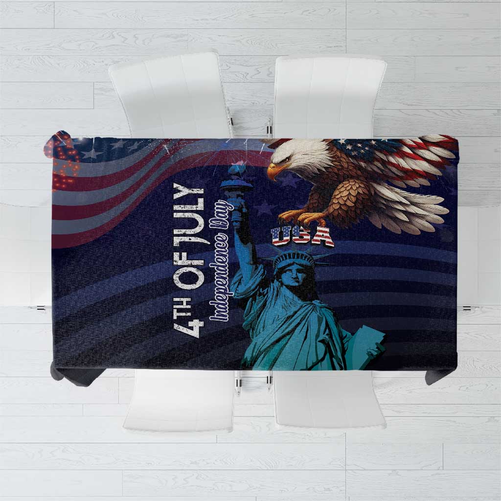 Fourth Of July USA Tablecloth Eagle - Statue Of Liberty