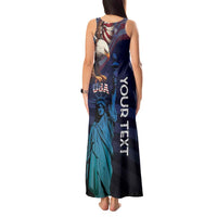Personalized Fourth Of July USA Tank Maxi Dress Eagle - Statue Of Liberty