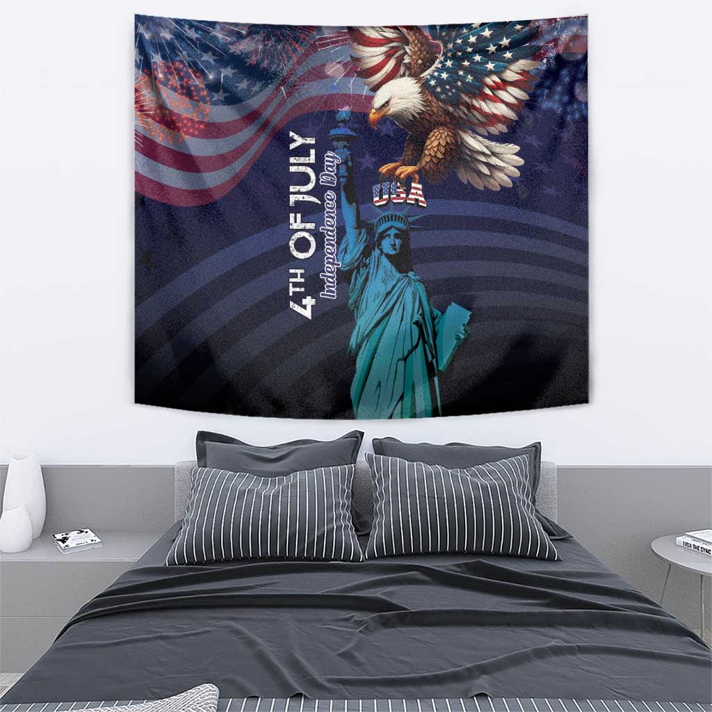 Fourth Of July USA Tapestry Eagle - Statue Of Liberty