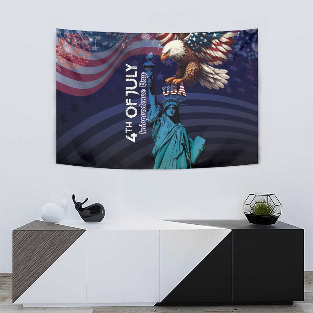 Fourth Of July USA Tapestry Eagle - Statue Of Liberty