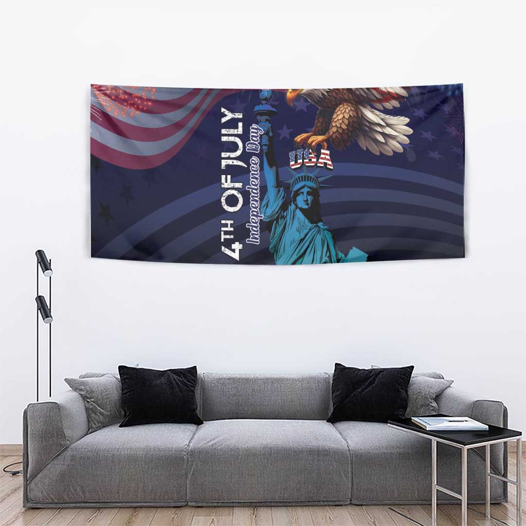 Fourth Of July USA Tapestry Eagle - Statue Of Liberty