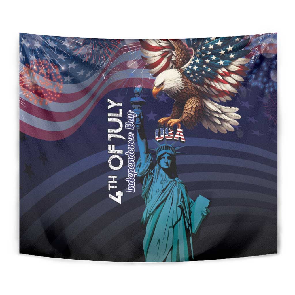 Fourth Of July USA Tapestry Eagle - Statue Of Liberty