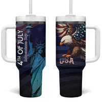 Fourth Of July USA Tumbler With Handle Eagle - Statue Of Liberty