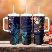 Fourth Of July USA Tumbler With Handle Eagle - Statue Of Liberty