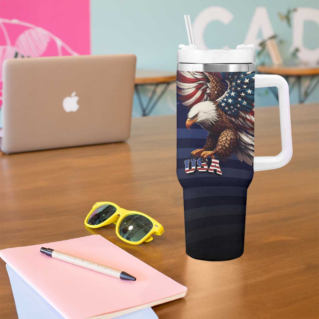Fourth Of July USA Tumbler With Handle Eagle - Statue Of Liberty