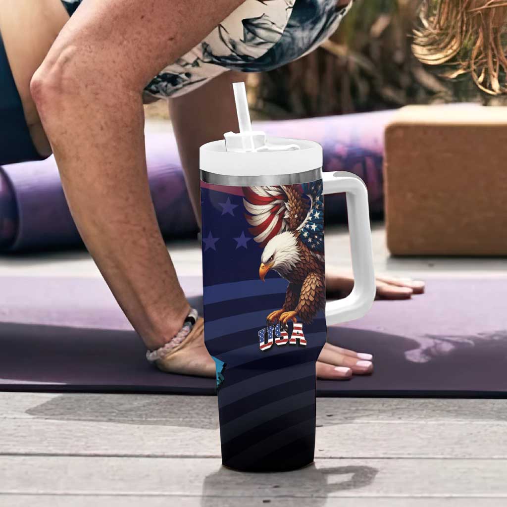 Fourth Of July USA Tumbler With Handle Eagle - Statue Of Liberty
