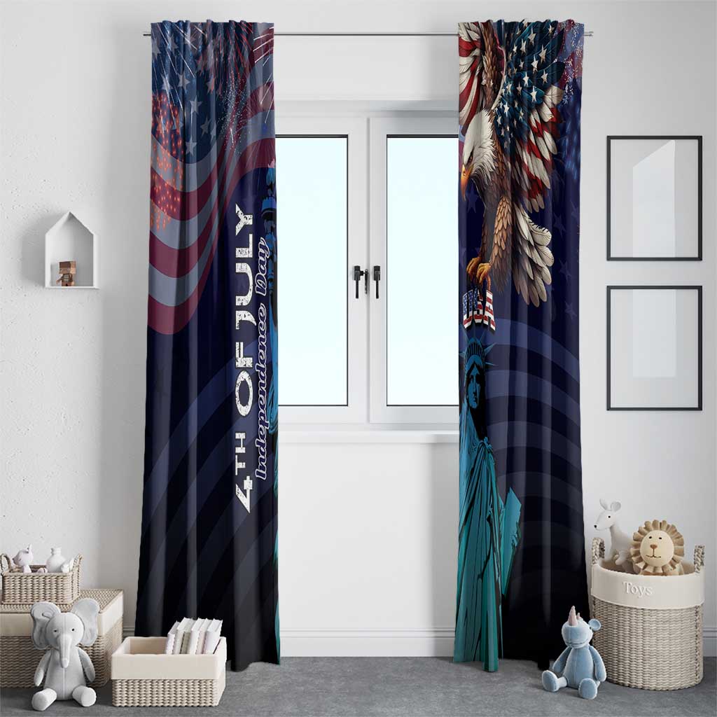 Fourth Of July USA Window Curtain Eagle - Statue Of Liberty