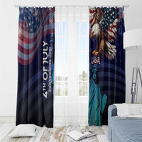 Fourth Of July USA Window Curtain Eagle - Statue Of Liberty