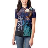 Personalized Fourth Of July USA Women Polo Shirt Eagle - Statue Of Liberty