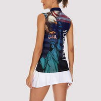 Personalized Fourth Of July USA Women Sleeveless Polo Shirt Eagle - Statue Of Liberty