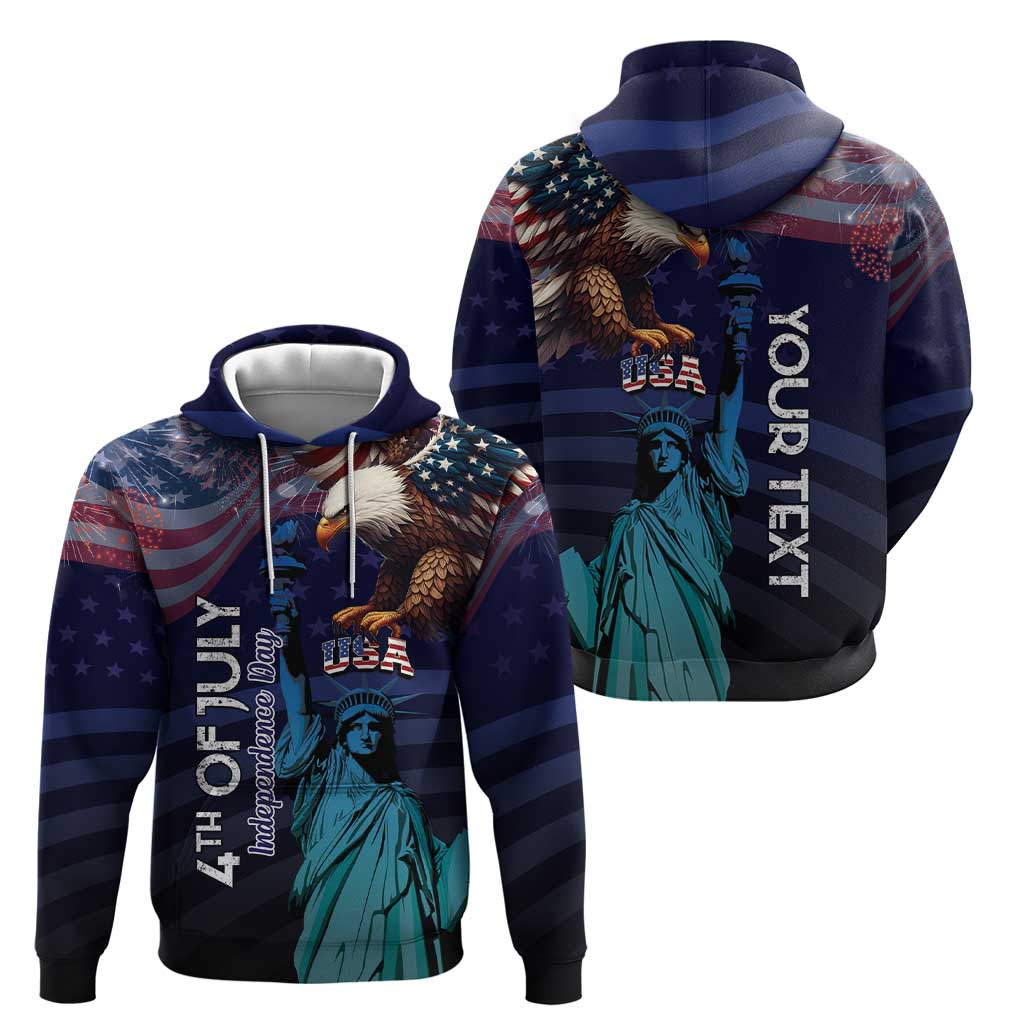 Personalized Fourth Of July USA Zip Hoodie Eagle - Statue Of Liberty