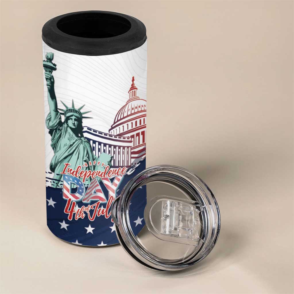 Personalized Fourth Of July 4 in 1 Can Cooler Tumbler Happy USA Independence Day