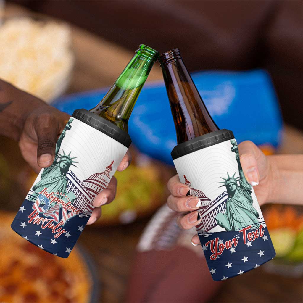 Personalized Fourth Of July 4 in 1 Can Cooler Tumbler Happy USA Independence Day