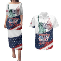 Personalized Fourth Of July Couples Matching Puletasi and Hawaiian Shirt Happy USA Independence Day