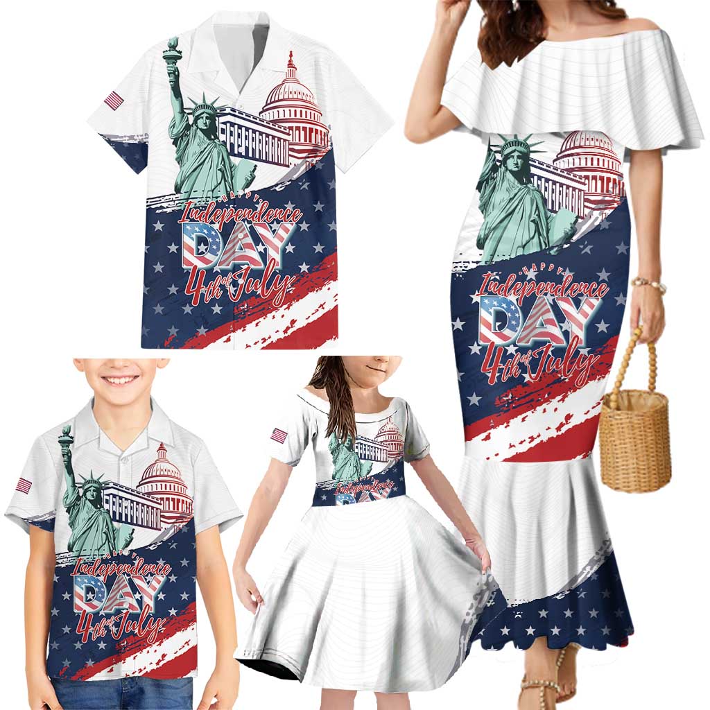 Personalized Fourth Of July Family Matching Mermaid Dress and Hawaiian Shirt Happy USA Independence Day