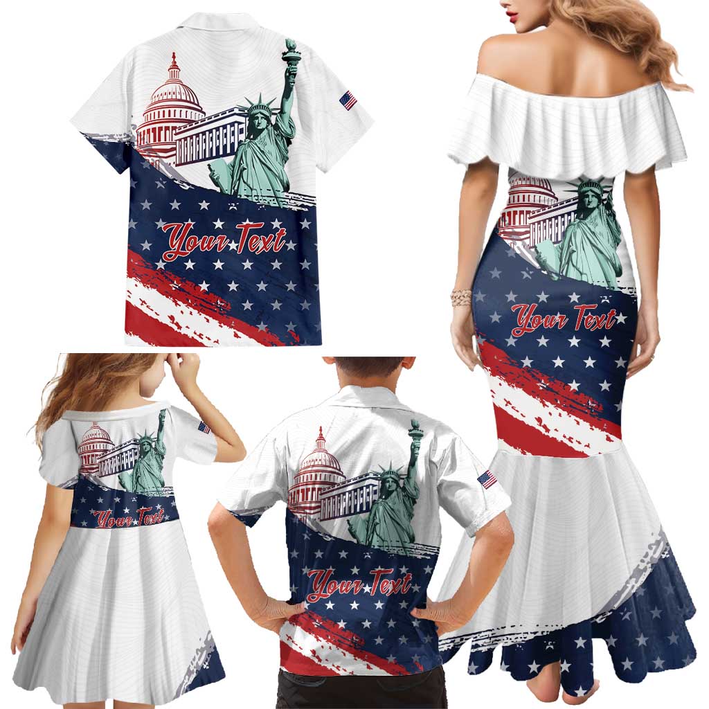 Personalized Fourth Of July Family Matching Mermaid Dress and Hawaiian Shirt Happy USA Independence Day