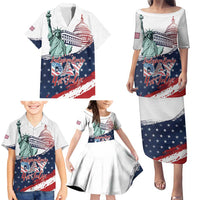 Personalized Fourth Of July Family Matching Puletasi and Hawaiian Shirt Happy USA Independence Day