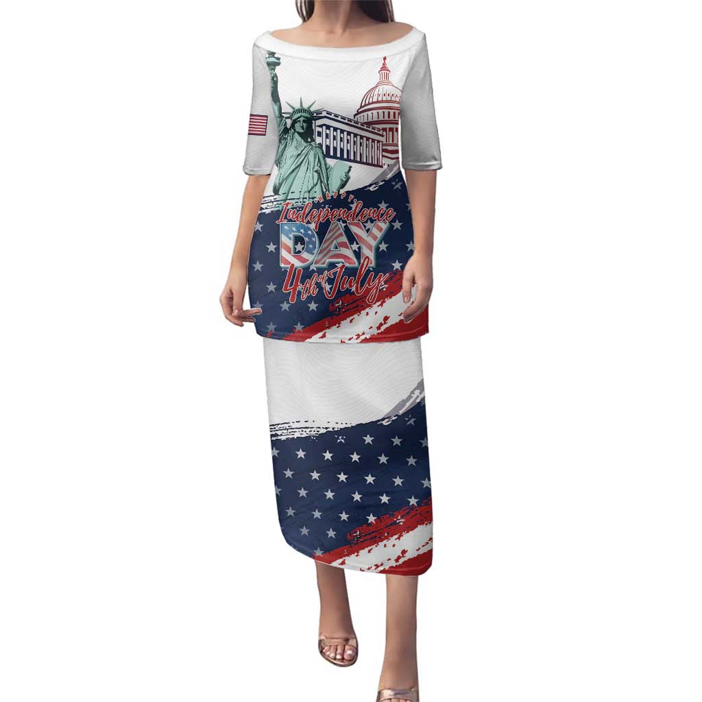 Personalized Fourth Of July Family Matching Puletasi and Hawaiian Shirt Happy USA Independence Day