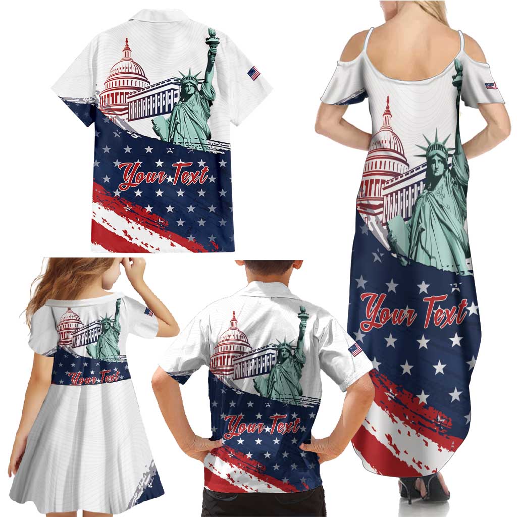 Personalized Fourth Of July Family Matching Summer Maxi Dress and Hawaiian Shirt Happy USA Independence Day
