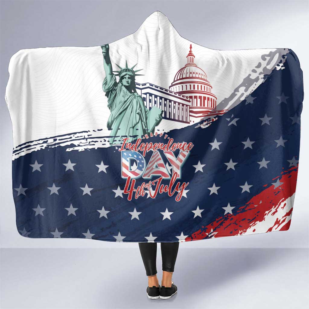 Fourth Of July Hooded Blanket Happy USA Independence Day