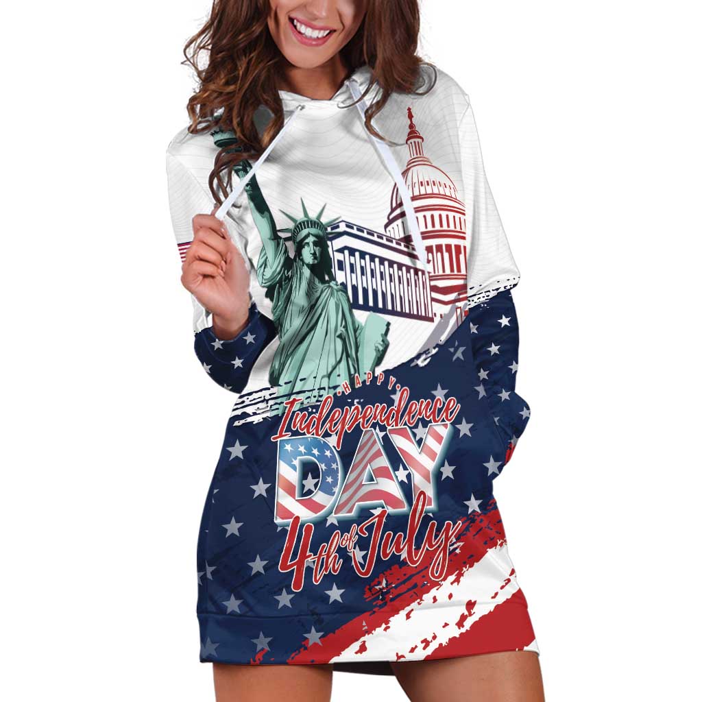 Personalized Fourth Of July Hoodie Dress Happy USA Independence Day