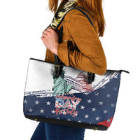 Fourth Of July Leather Tote Bag Happy USA Independence Day