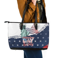 Fourth Of July Leather Tote Bag Happy USA Independence Day