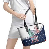 Fourth Of July Leather Tote Bag Happy USA Independence Day