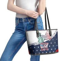 Fourth Of July Leather Tote Bag Happy USA Independence Day
