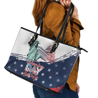 Fourth Of July Leather Tote Bag Happy USA Independence Day