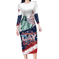 Personalized Fourth Of July Long Sleeve Bodycon Dress Happy USA Independence Day