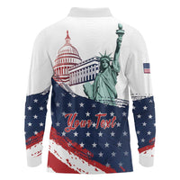 Personalized Fourth Of July Long Sleeve Polo Shirt Happy USA Independence Day