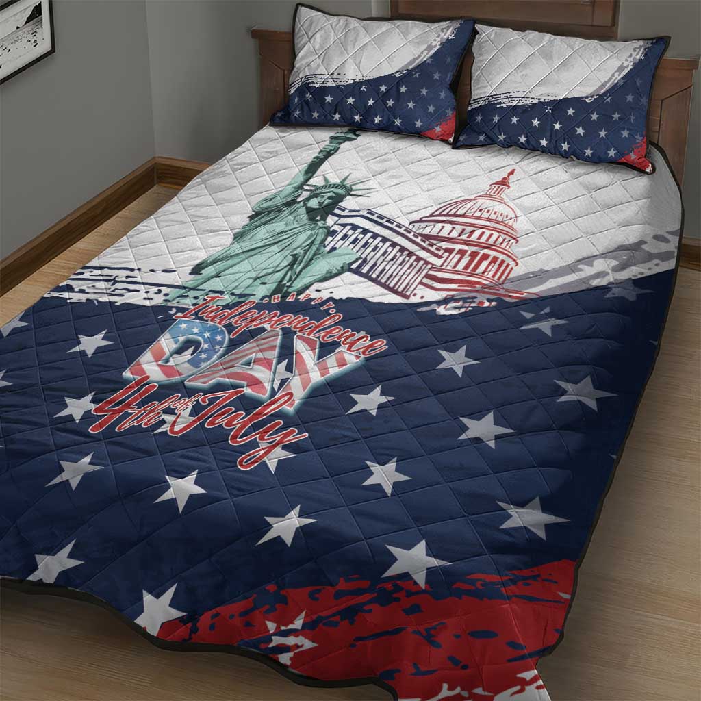 Fourth Of July Quilt Bed Set Happy USA Independence Day