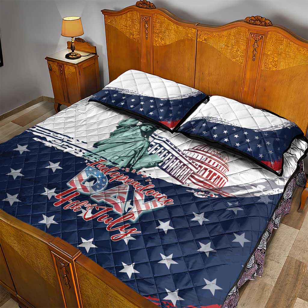 Fourth Of July Quilt Bed Set Happy USA Independence Day