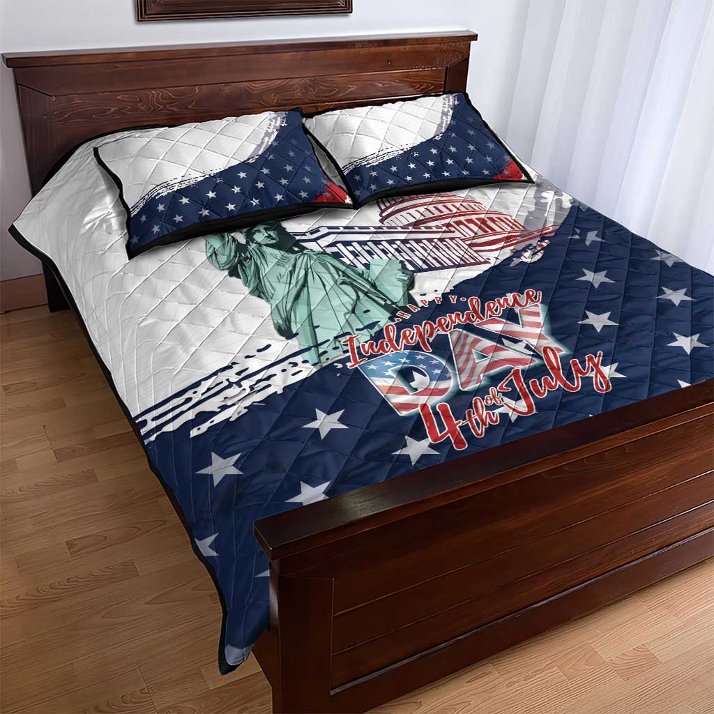 Fourth Of July Quilt Bed Set Happy USA Independence Day