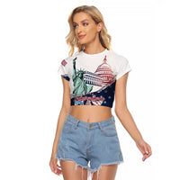 Personalized Fourth Of July Raglan Cropped T Shirt Happy USA Independence Day
