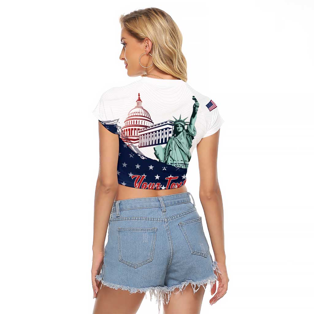 Personalized Fourth Of July Raglan Cropped T Shirt Happy USA Independence Day