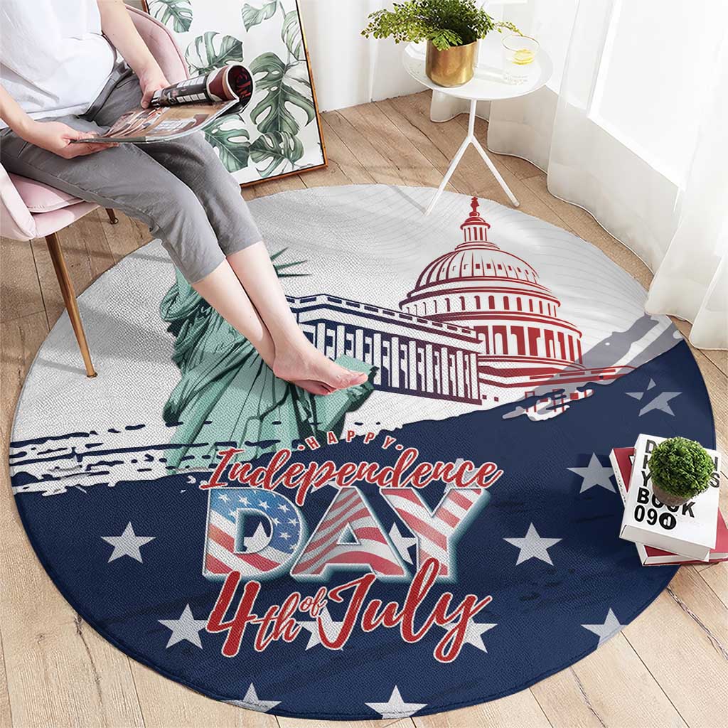 Fourth Of July Round Carpet Happy USA Independence Day