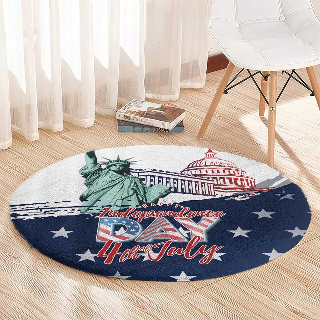 Fourth Of July Round Carpet Happy USA Independence Day