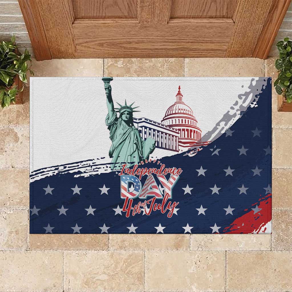 Fourth Of July Rubber Doormat Happy USA Independence Day